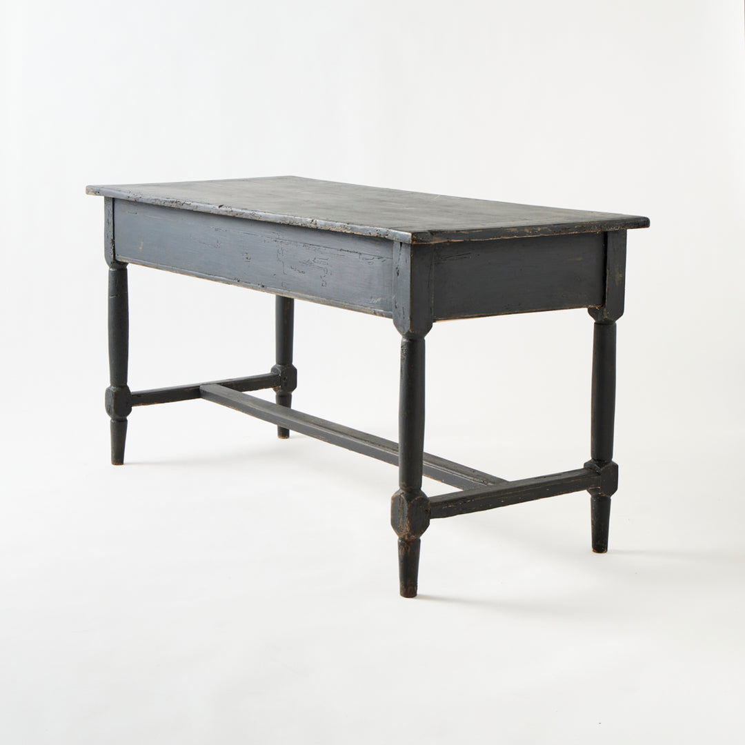 Large Antique Painted  Table with Drawers, France