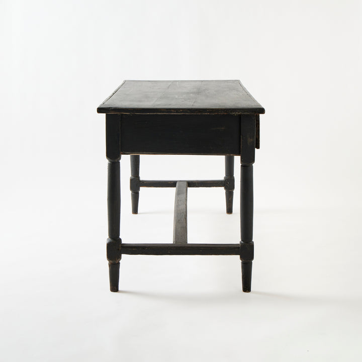 Large Antique Painted  Table with Drawers, France