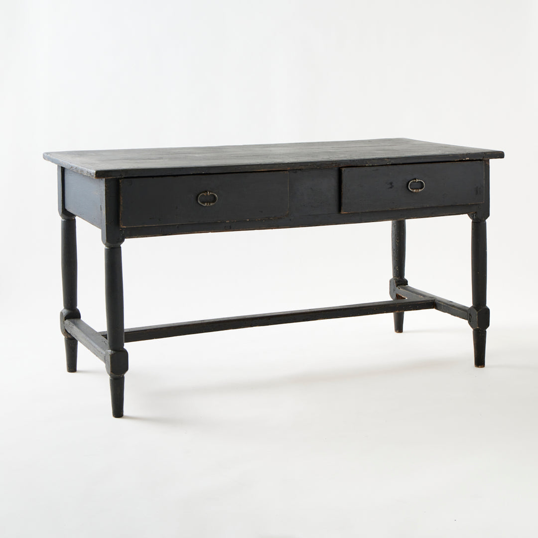 Large Antique Painted  Table with Drawers, France