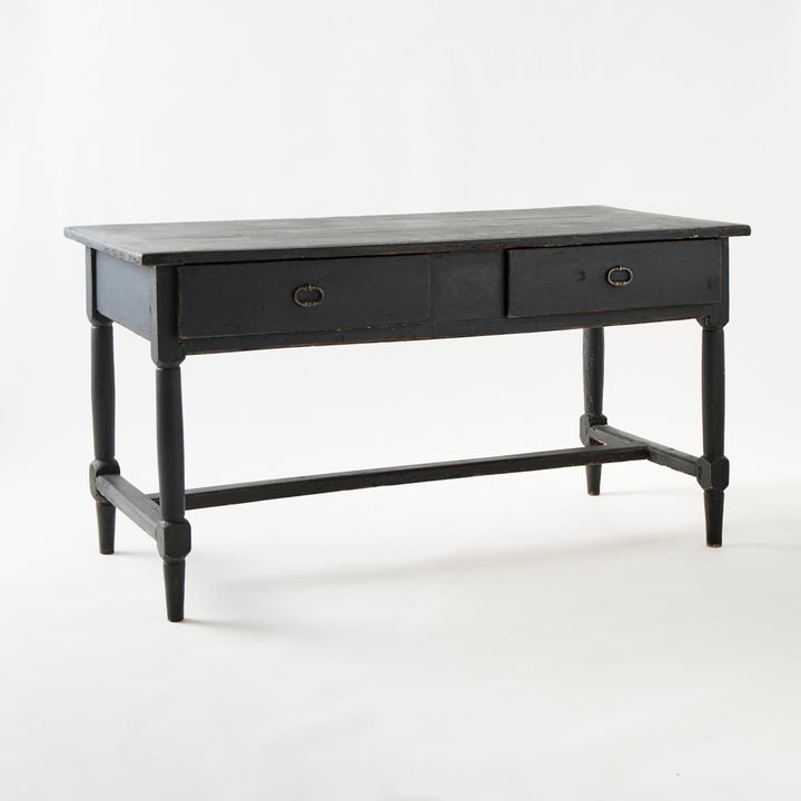 Large Antique Painted  Table with Drawers, France