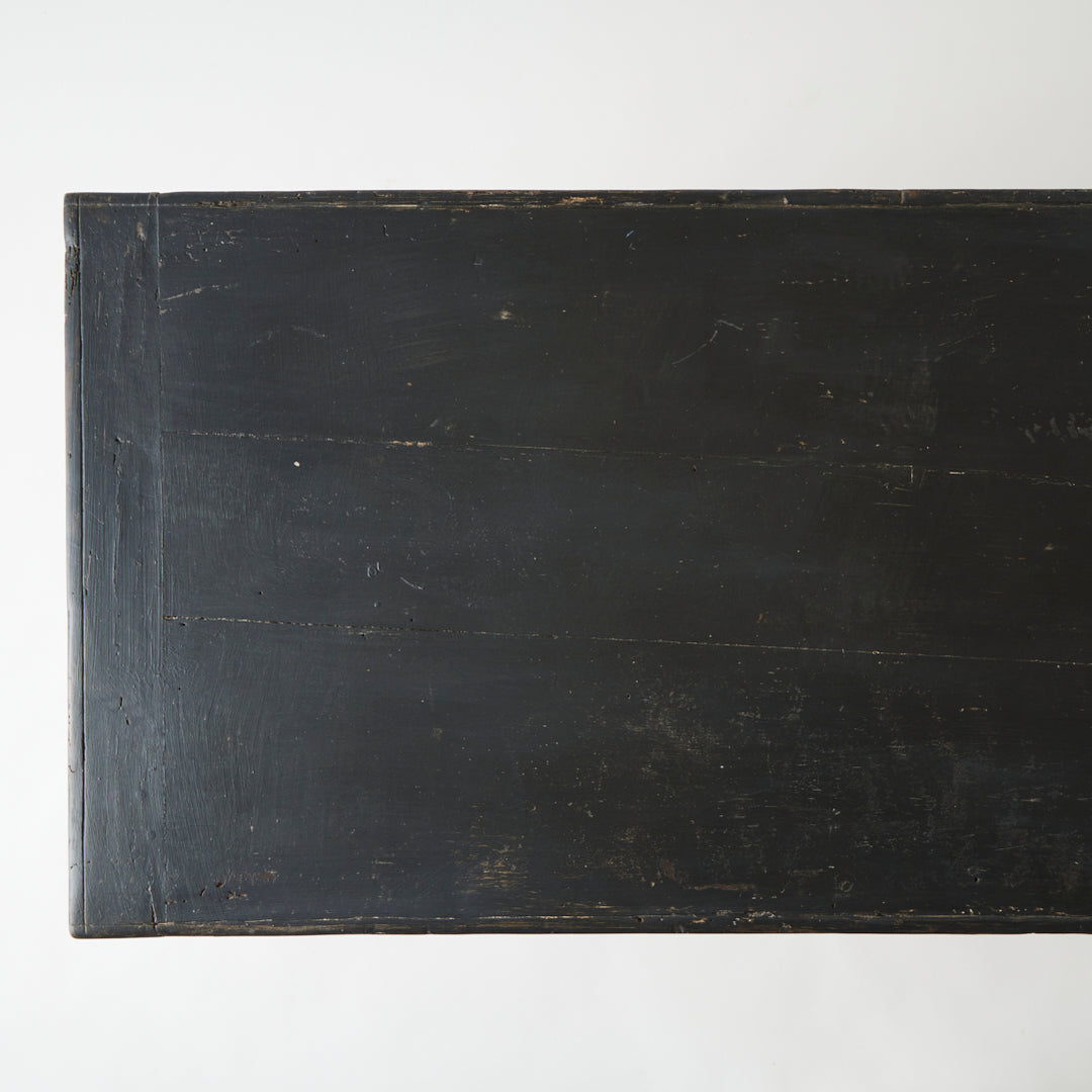 Large Antique Painted  Table with Drawers, France