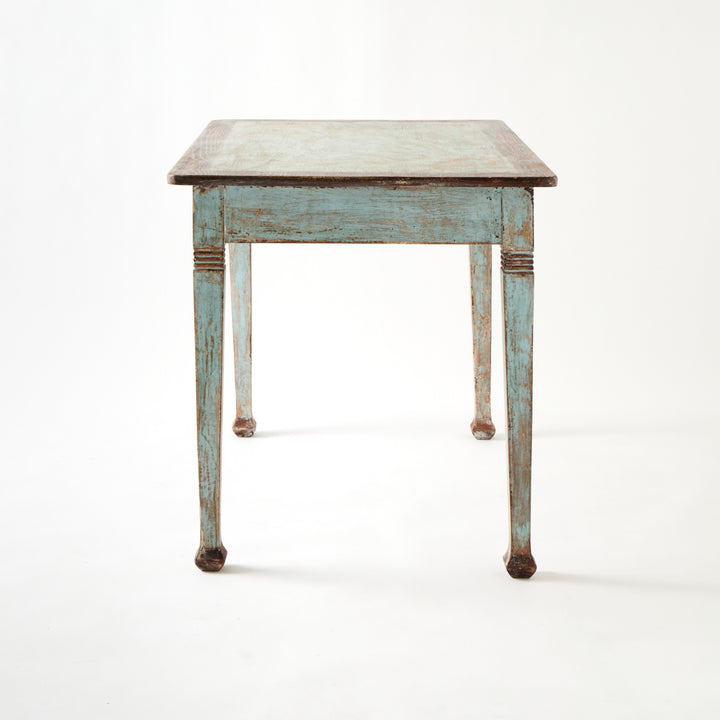 Antique French Table with Drawer, Original Paint