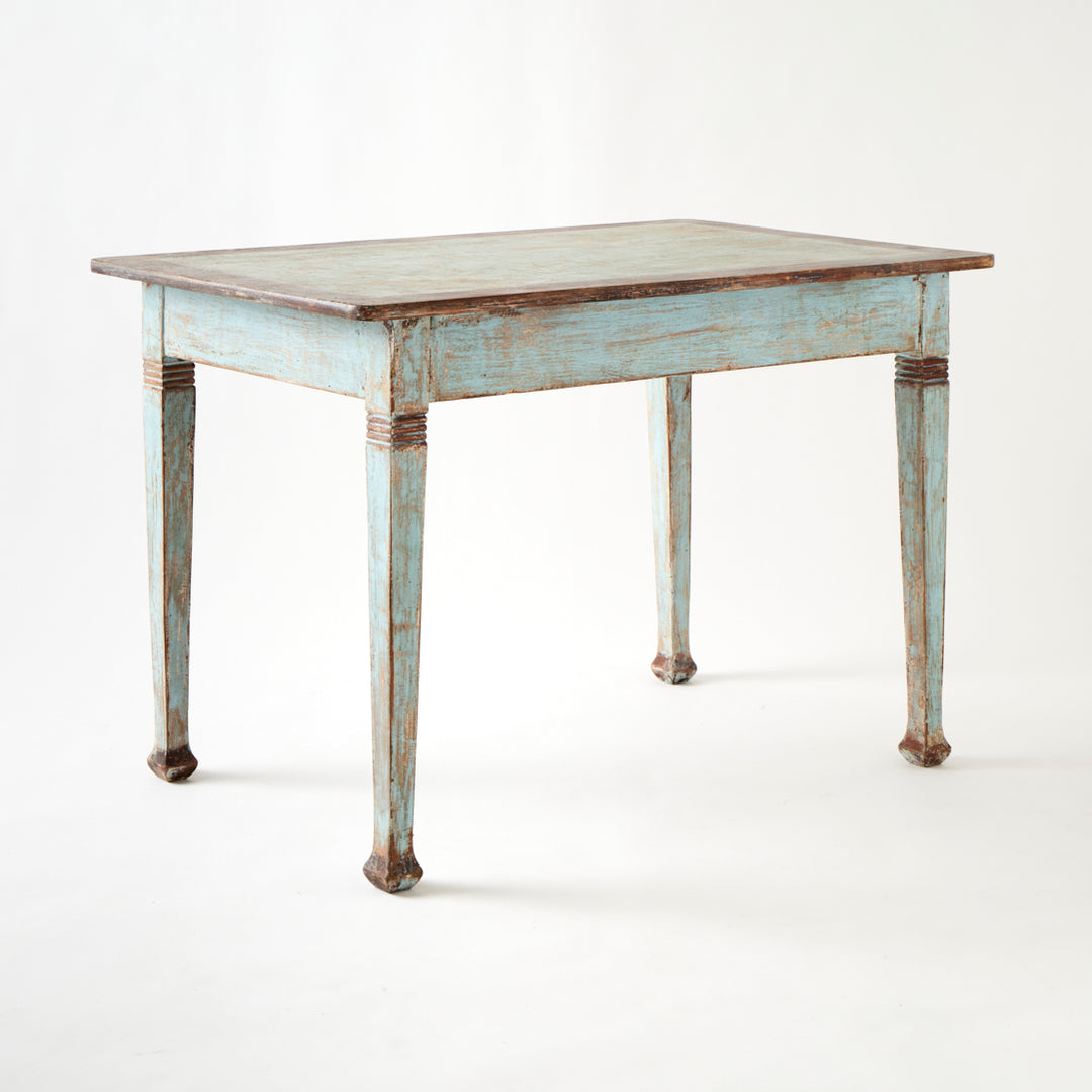 Antique French Table with Drawer, Original Paint