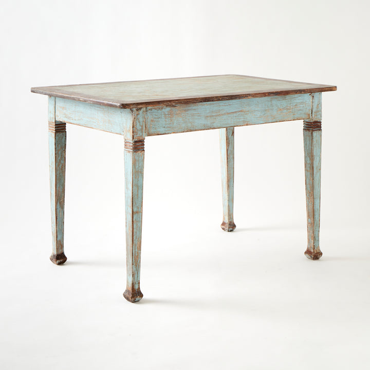 Antique French Table with Drawer, Original Paint