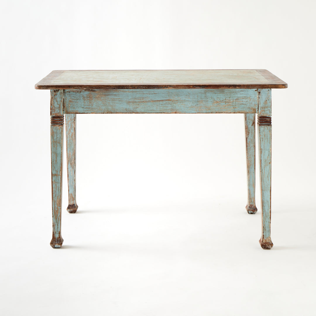 Antique French Table with Drawer, Original Paint