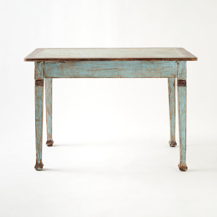 Antique French Table with Drawer, Original Paint