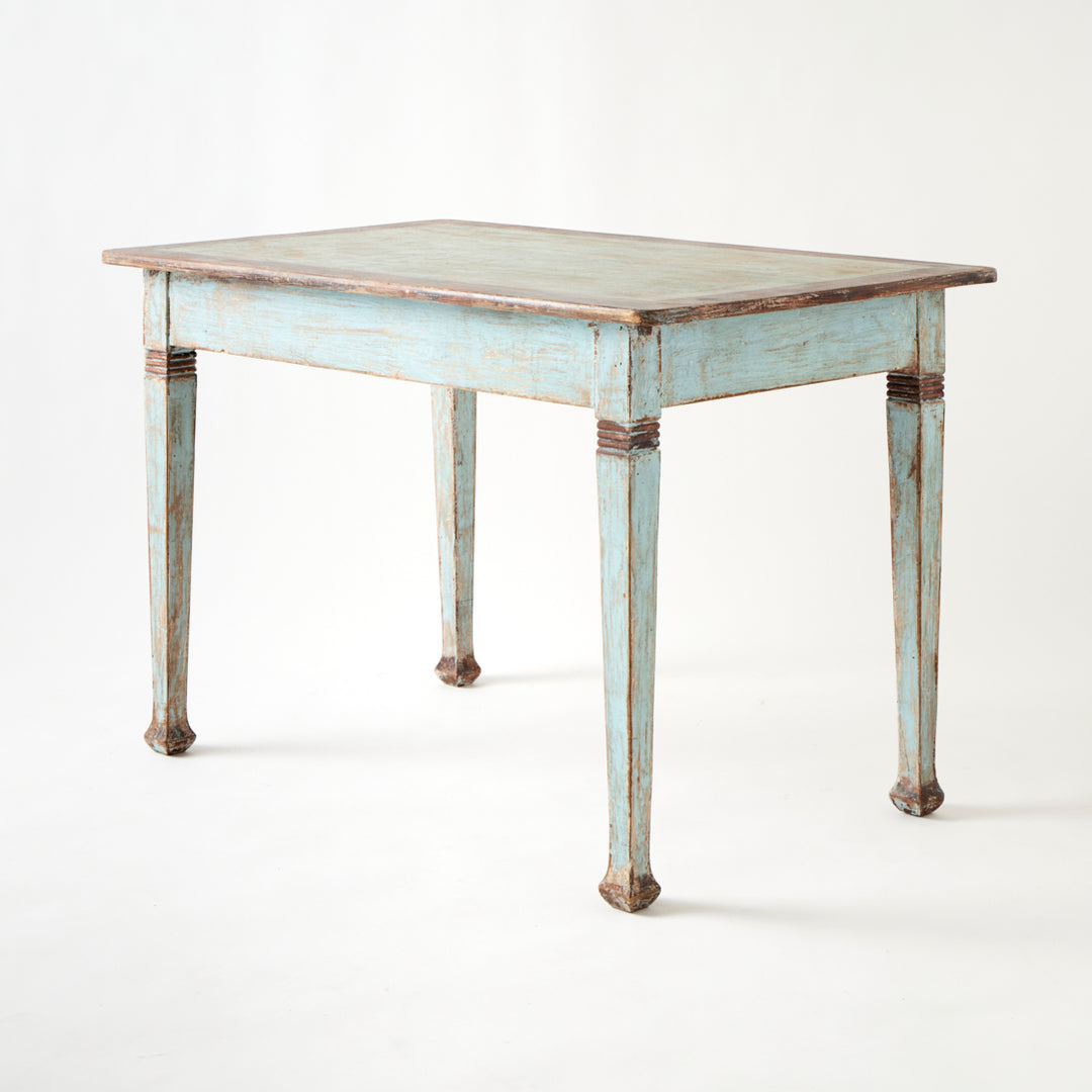 Antique French Table with Drawer, Original Paint