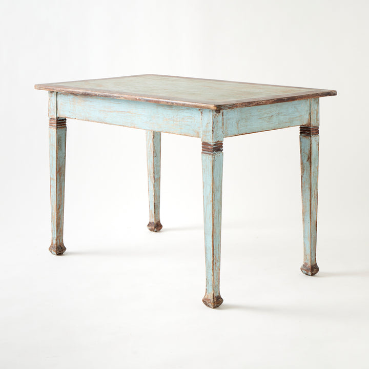 Antique French Table with Drawer, Original Paint