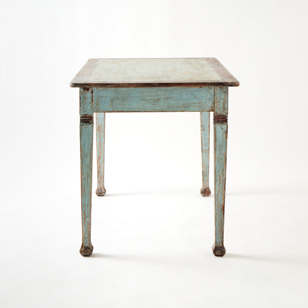 Antique French Table with Drawer, Original Paint