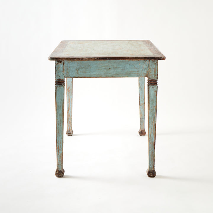 Antique French Table with Drawer, Original Paint