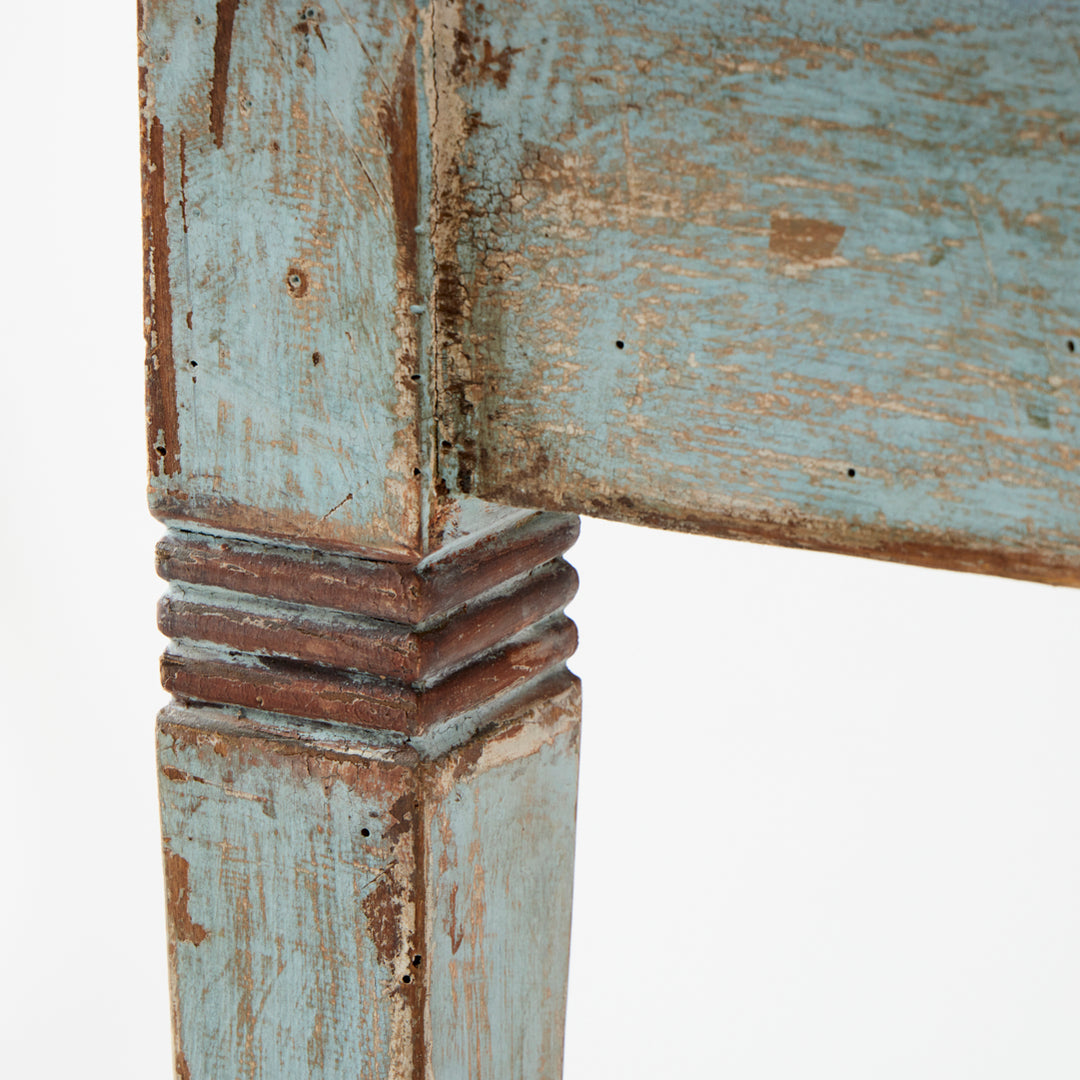 Antique French Table with Drawer, Original Paint