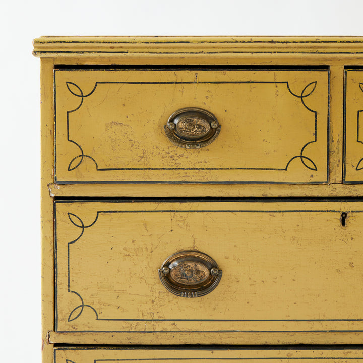 Antique English Chest of Drawers, Original Paint and Hardware