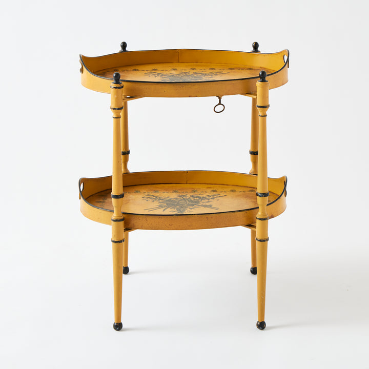 Antique Yellow Tole Double Tray Table