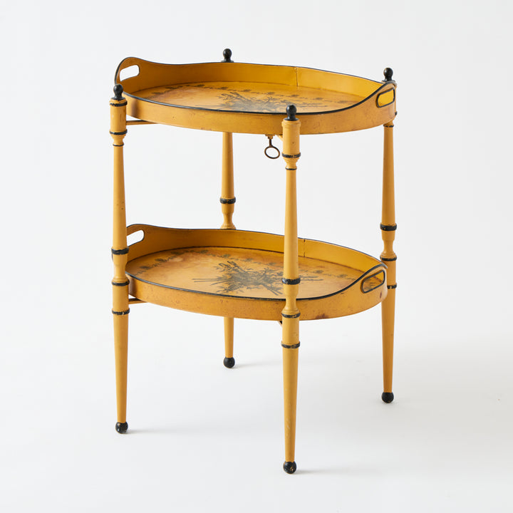 Antique Yellow Tole Double Tray Table