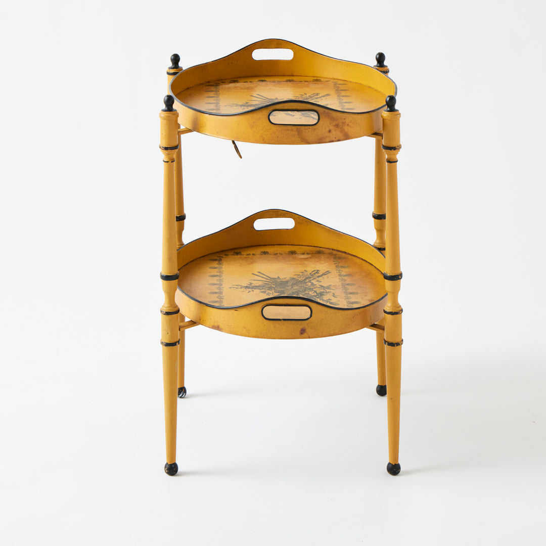 Antique Yellow Tole Double Tray Table