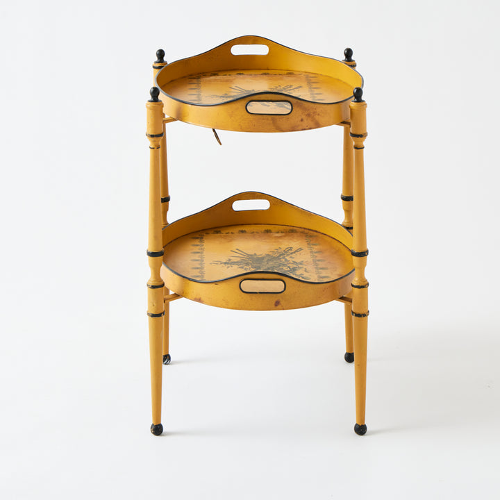 Antique Yellow Tole Double Tray Table