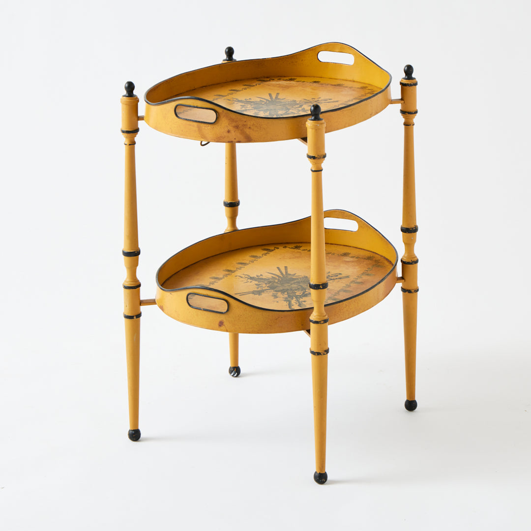 Antique Yellow Tole Double Tray Table
