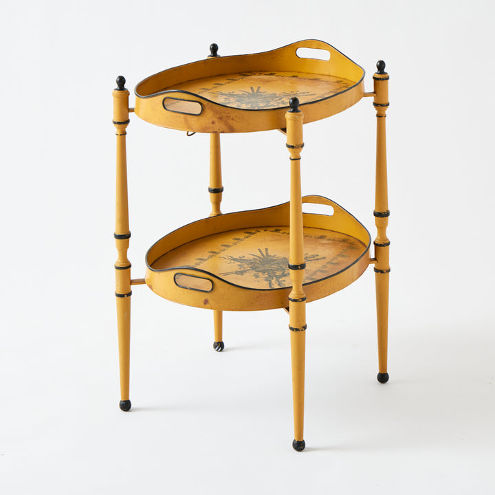Antique Yellow Tole Double Tray Table