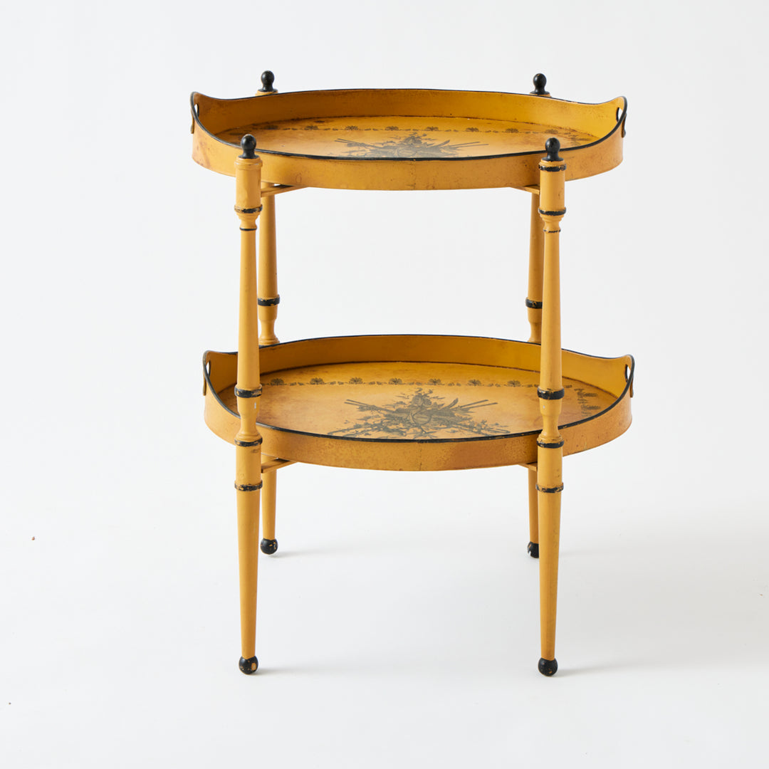Antique Yellow Tole Double Tray Table