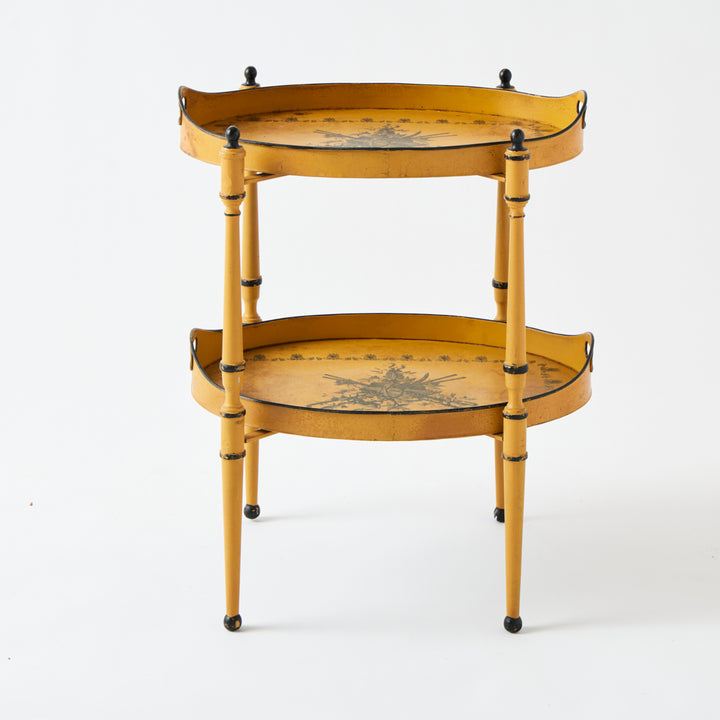 Antique Yellow Tole Double Tray Table
