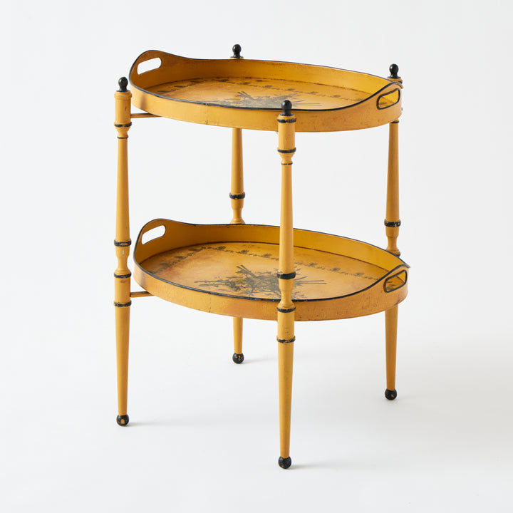 Antique Yellow Tole Double Tray Table