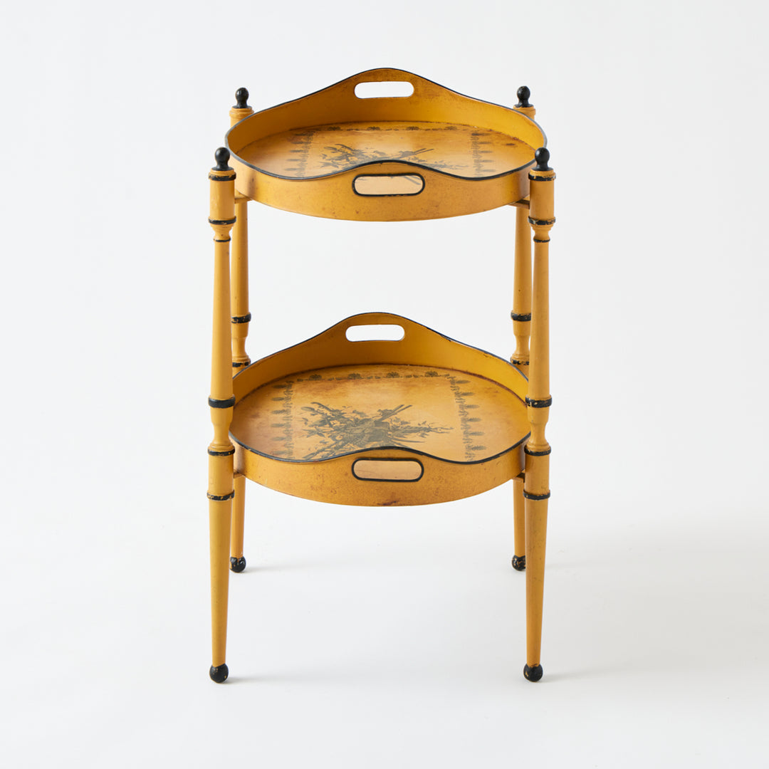 Antique Yellow Tole Double Tray Table