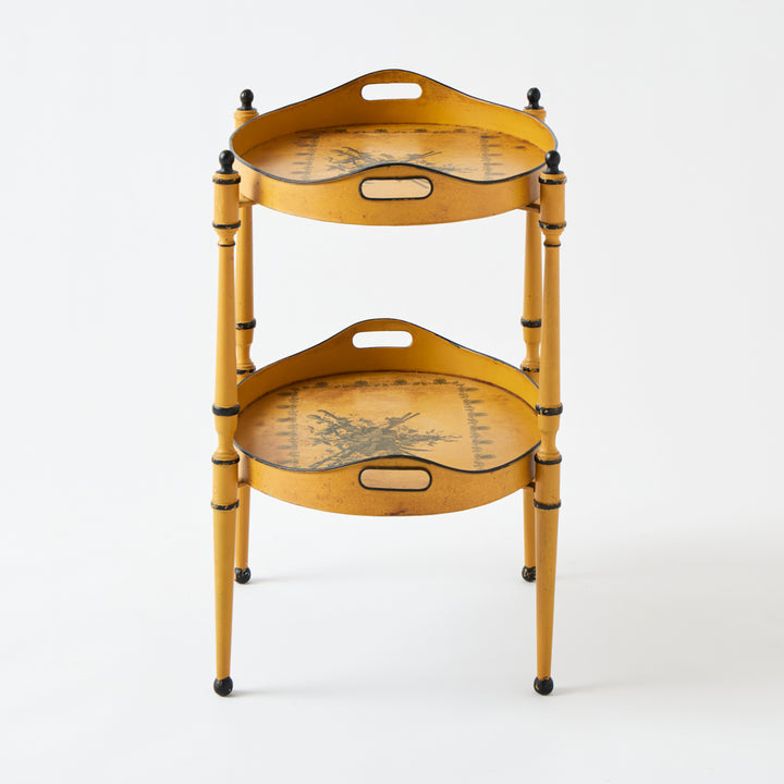 Antique Yellow Tole Double Tray Table