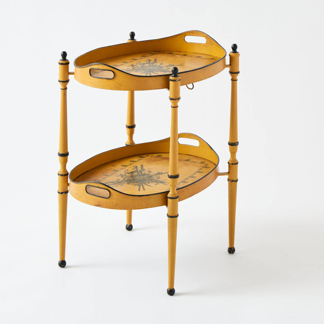 Antique Yellow Tole Double Tray Table