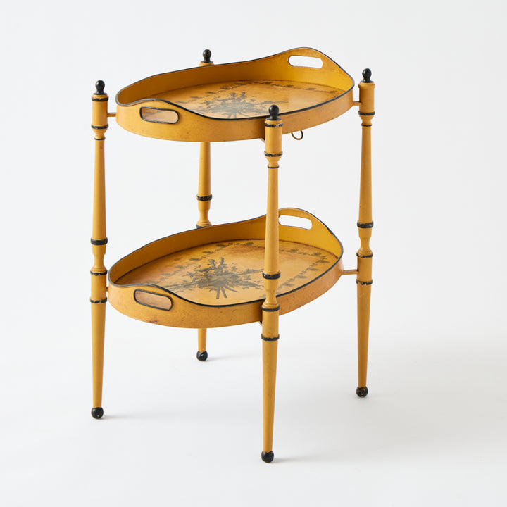 Antique Yellow Tole Double Tray Table