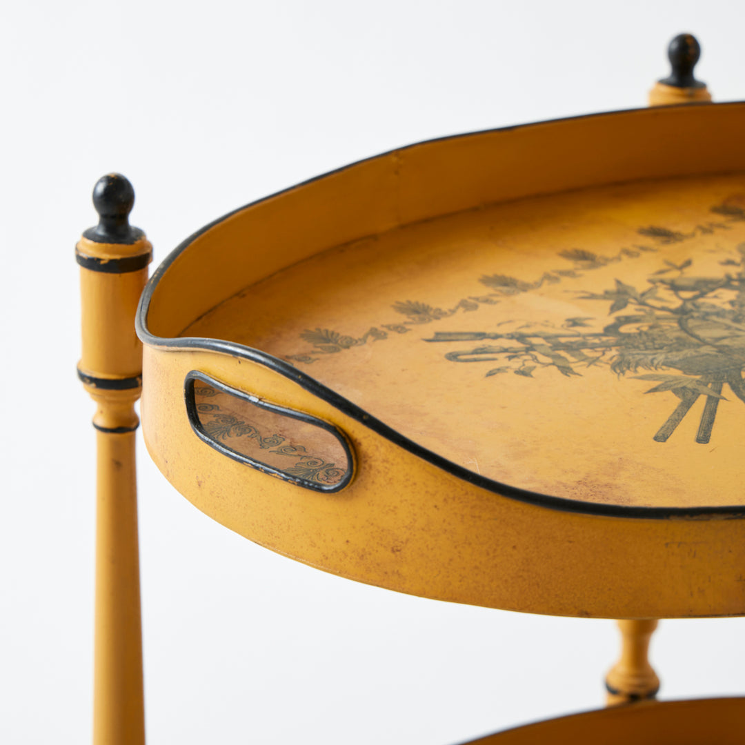 Antique Yellow Tole Double Tray Table