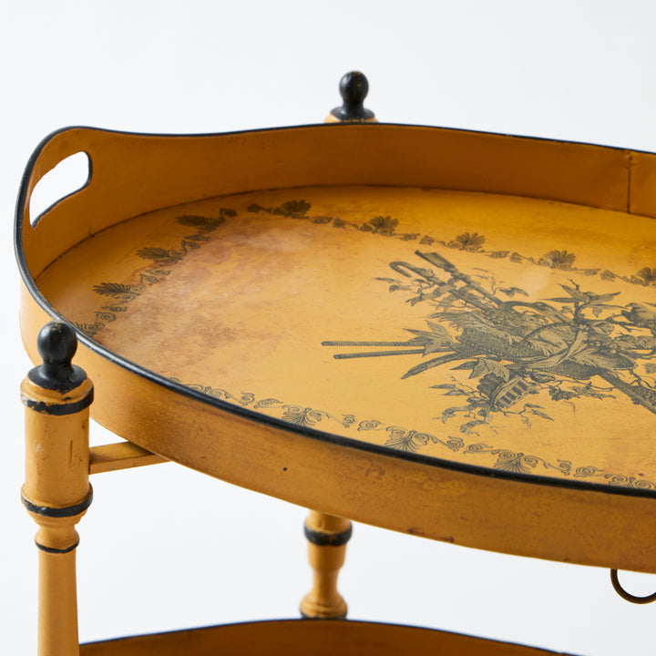 Antique Yellow Tole Double Tray Table