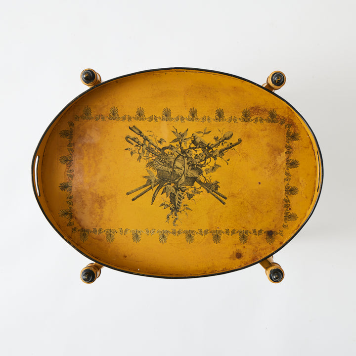 Antique Yellow Tole Double Tray Table