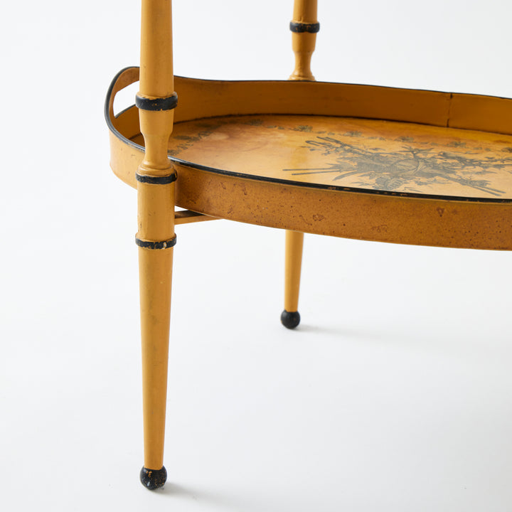 Antique Yellow Tole Double Tray Table