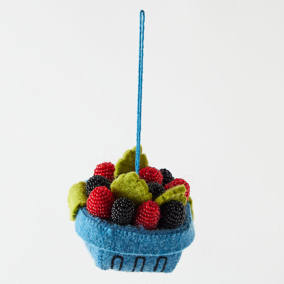 Handmade Pint of Raspberries &amp; Blackberries Ornament
