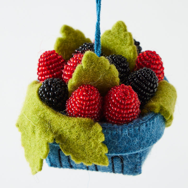 Handmade Pint of Raspberries &amp; Blackberries Ornament