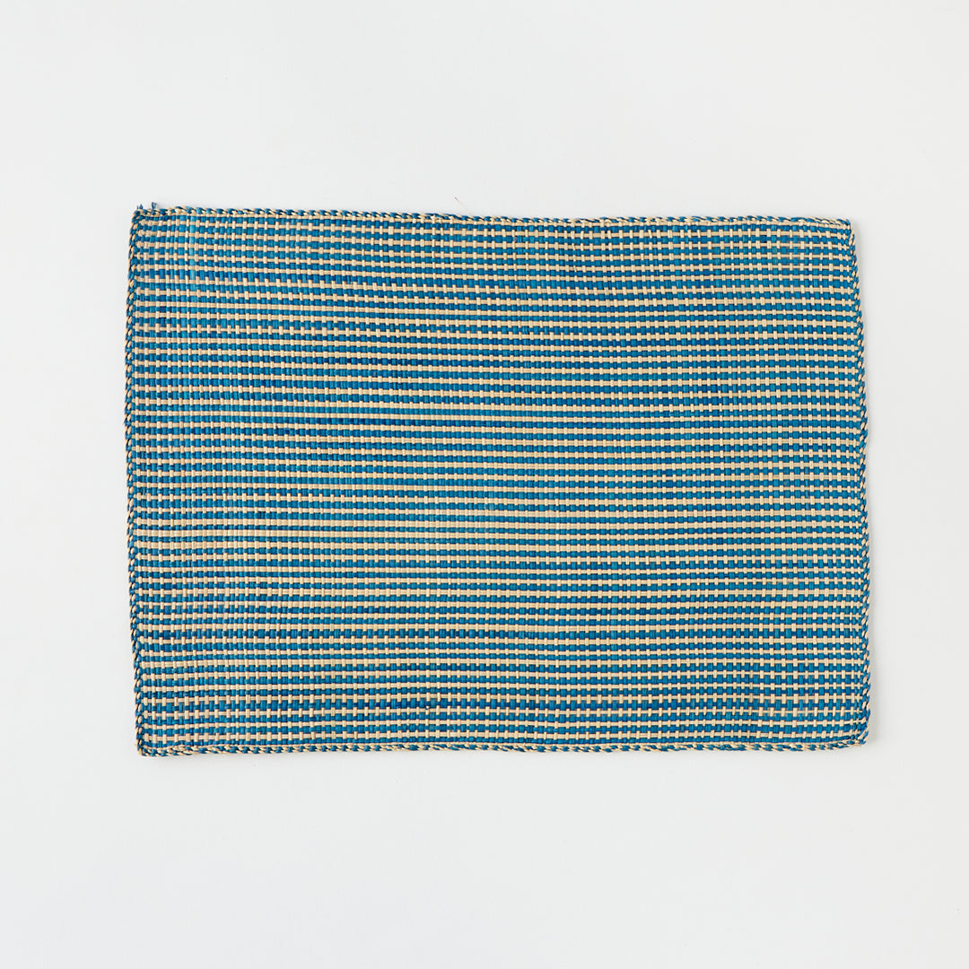 Set of 6 Straw Placemats in Blue