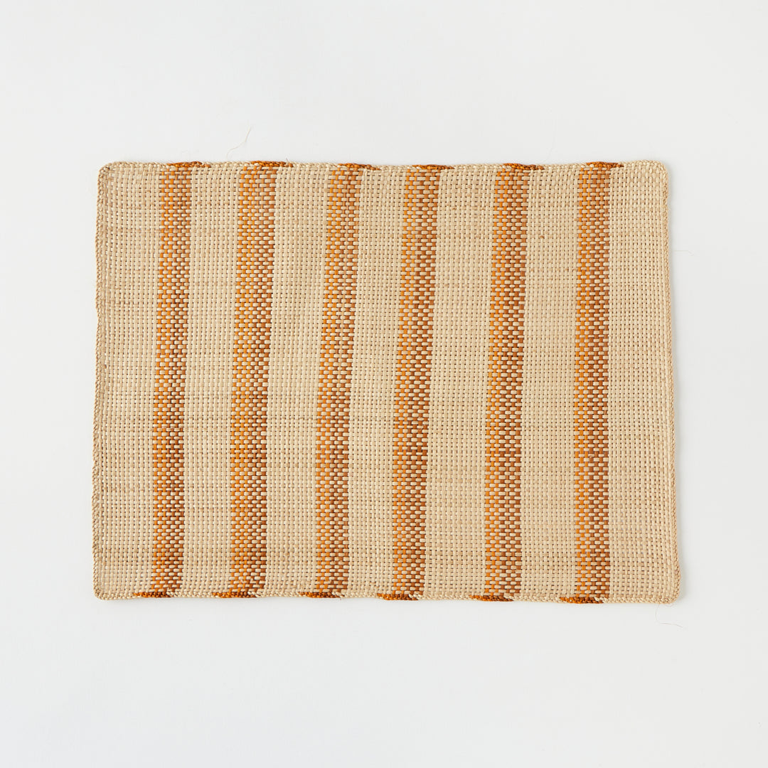 Set of 6 Straw Placemats in Brown Stripe