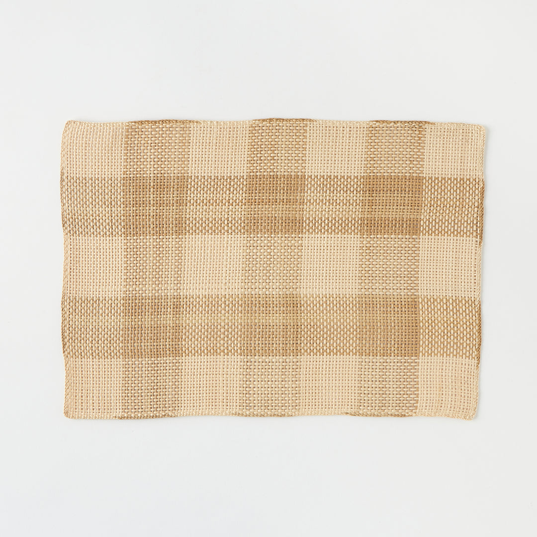 Set of 6 Straw Placemats in Natural Check
