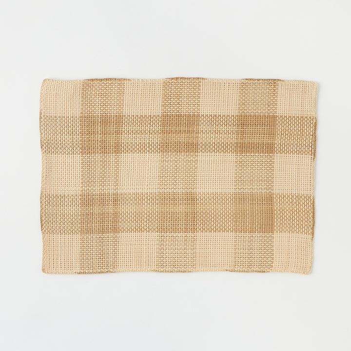 Set of 6 Straw Placemats in Natural Check