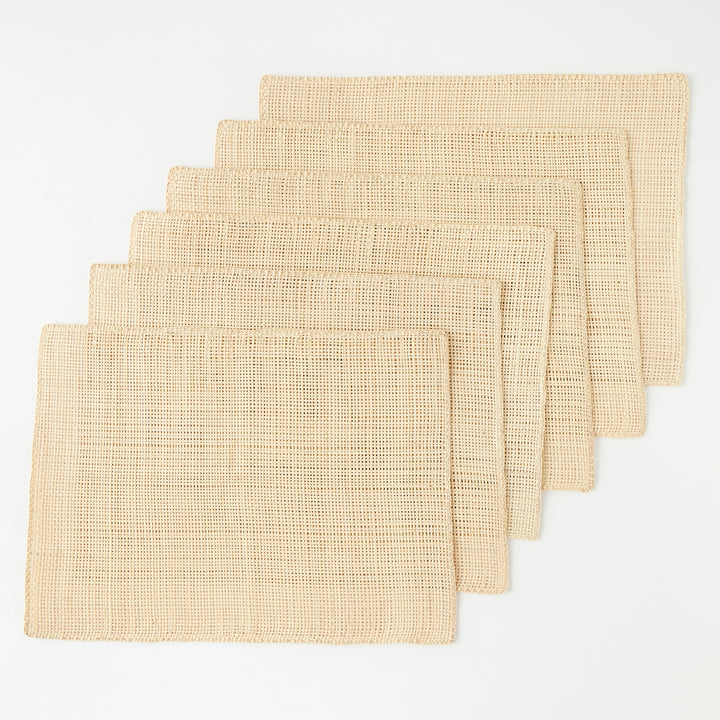Set of 6 Straw Placemats in Natural