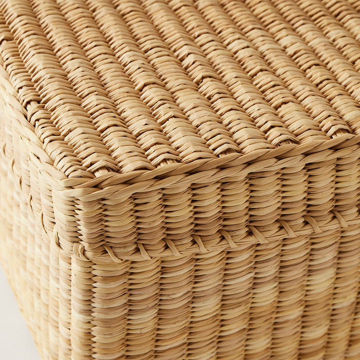 Square Handwoven Lidded Storage Basket