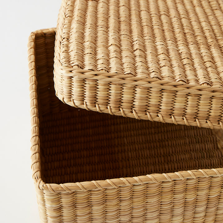 Square Handwoven Lidded Storage Basket