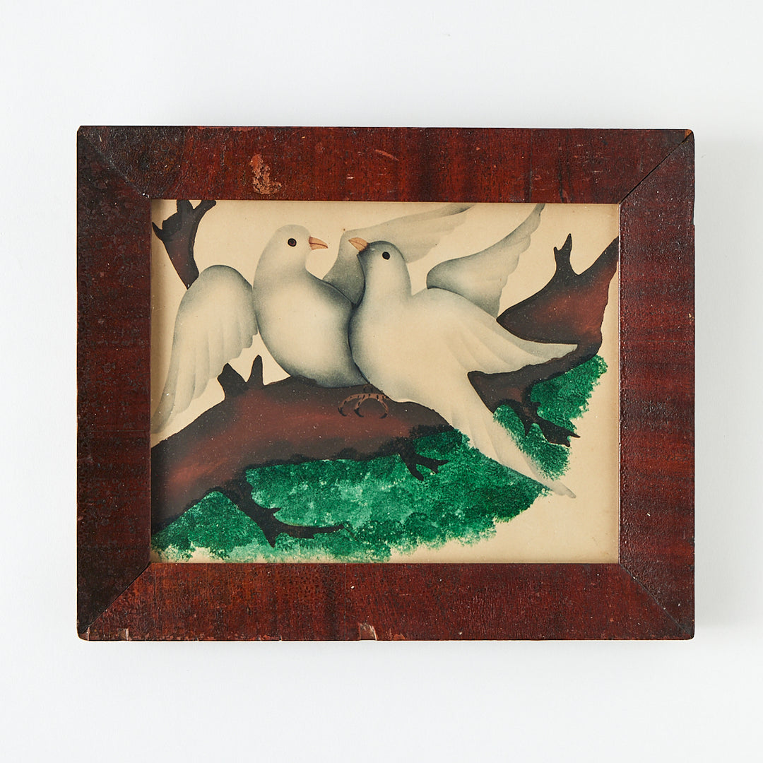 19th Century Dove Watercolor, Original Frame