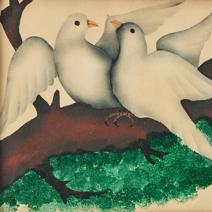 19th Century Dove Watercolor, Original Frame