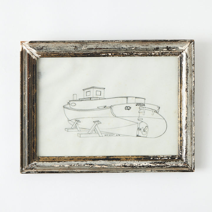 Antique Ship Drawing by N.E. West