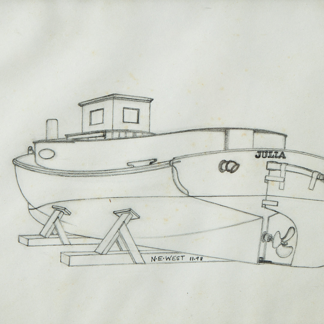Antique Ship Drawing by N.E. West