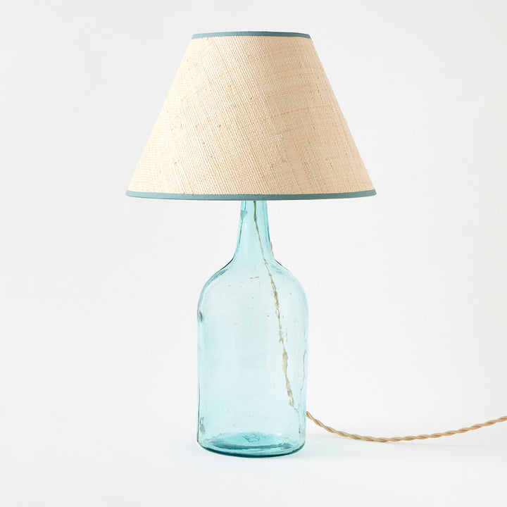 Antique Demijohn Lamp with Custom Raffia Shade