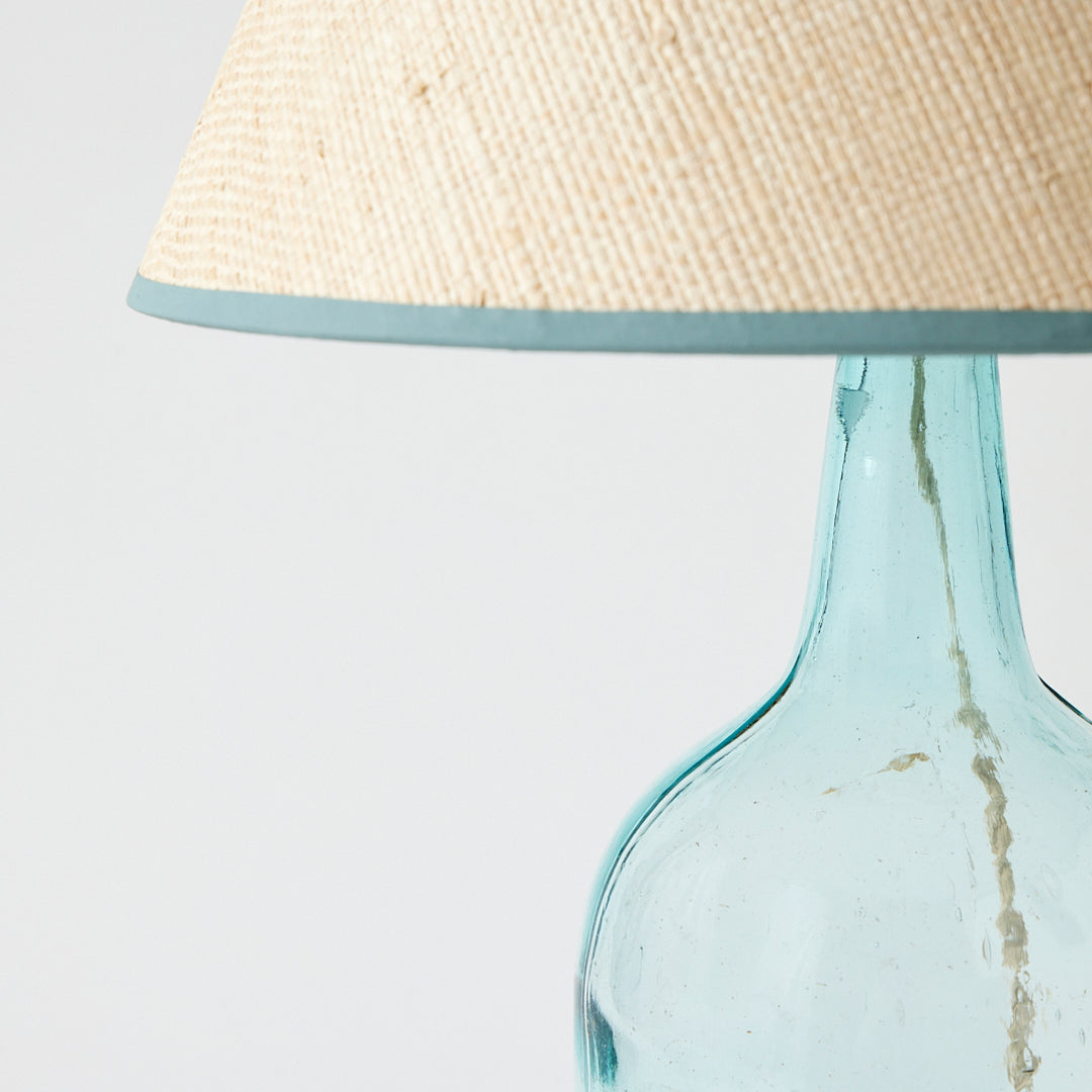 Antique Demijohn Lamp with Custom Raffia Shade