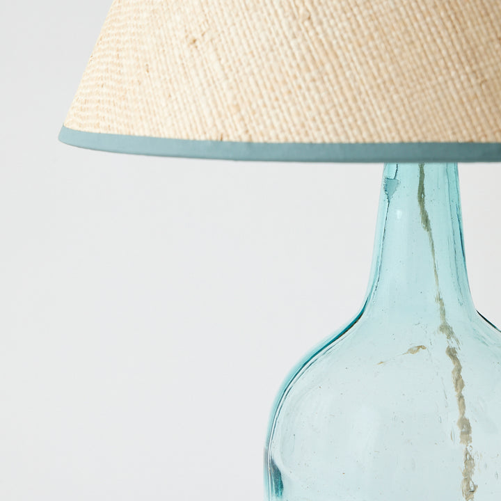Antique Demijohn Lamp with Custom Raffia Shade