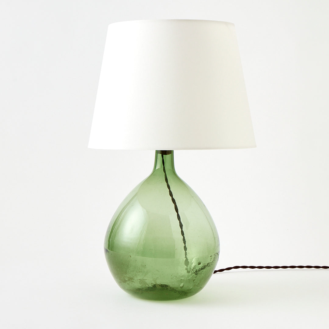Antique Demijohn Lamp with Custom Raffia Shade